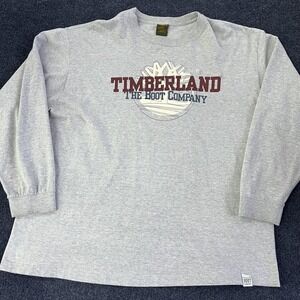 Vintage Timberland Long Sleeve Mens 2XL Gray Fleece Boot Company Logo Made USA